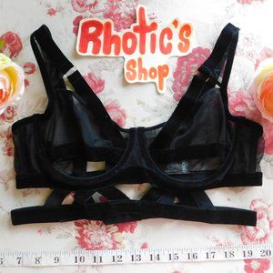 Penelope Strappy Cutout Velvet/Mesh Underwire Bra